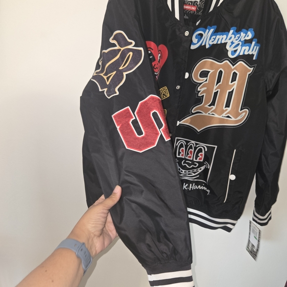 Members Only x Keith Haring size XL Andy Mouse Bomber Jacket Black. - Picture 6 of 13